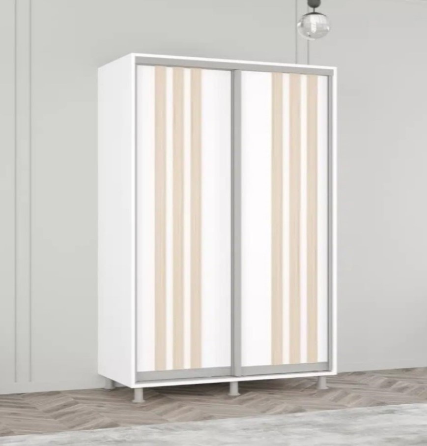 Шкаф-купе Mobildor-Lux Aron 120x220 (8681 Alb Briliant/3025 Stejar Sonoma) uși glisante din PAL cu lamele