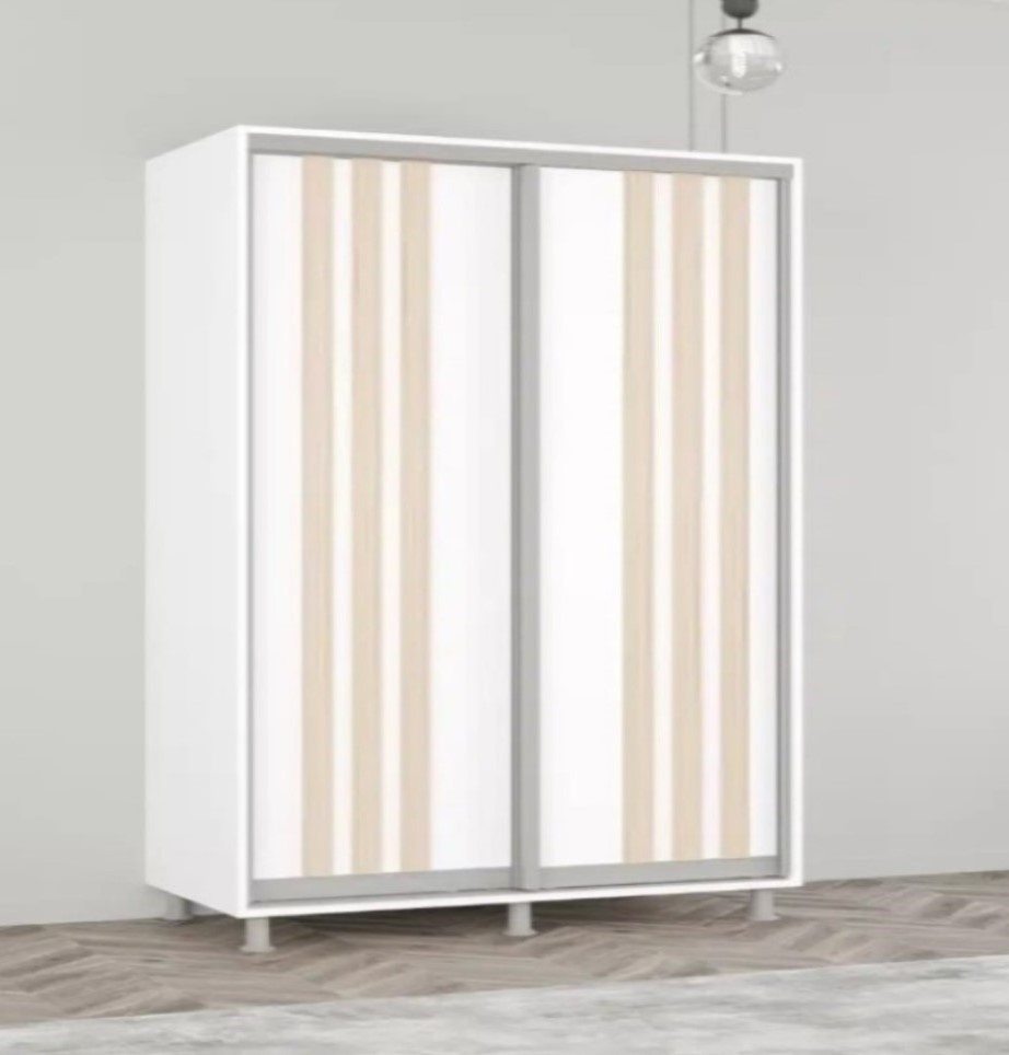 Шкаф-купе Mobildor-Lux Aron 180x240 (8681 Alb Briliant/3025 Stejar Sonoma) uși glisante din PAL cu lamele