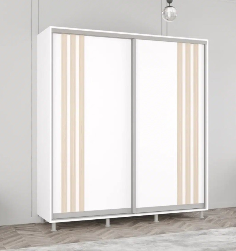 Шкаф-купе Mobildor-Lux Aron 210x240 (8681 Alb Briliant/3025 Stejar Sonoma) uși glisante din PAL cu lamele