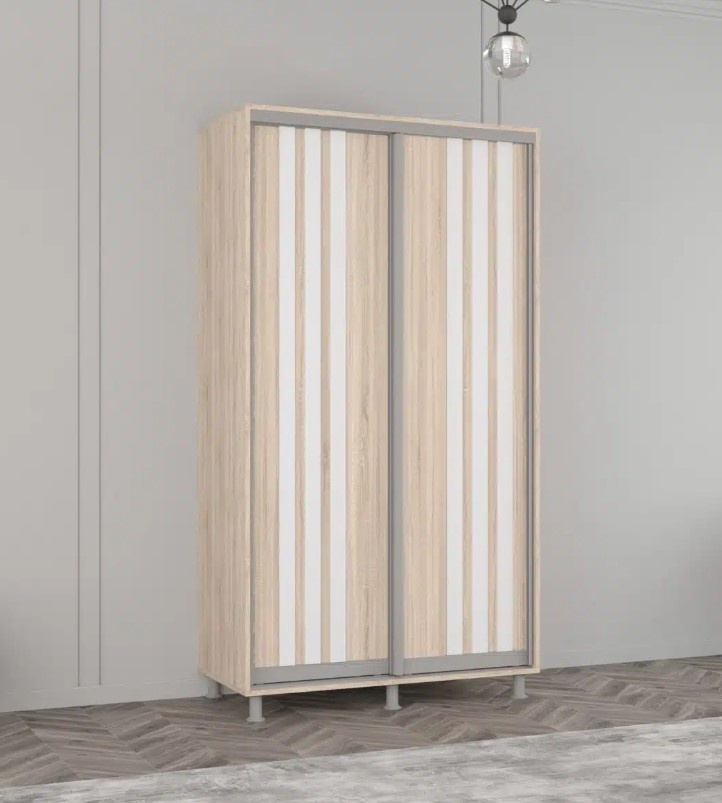Шкаф-купе Mobildor-Lux Aron 100x210 (3025 Stejar Sonoma/8681 Alb Briliant) uși glisante din PAL cu lamele