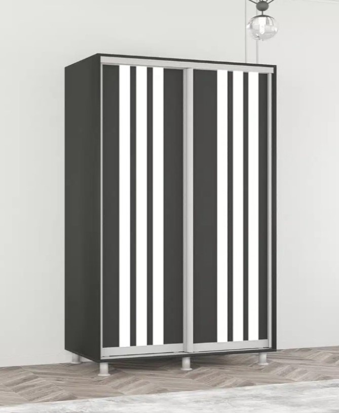 Шкаф-купе Mobildor-Lux Aron 170x220 (Anthracite/8681 Alb Briliant) uși glisante din PAL cu lamele