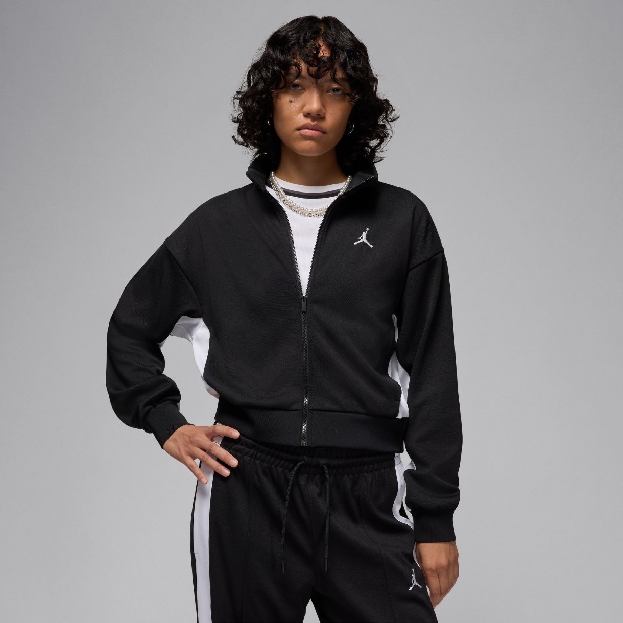 Jachetă damă Nike W Jordan Knit Jacket Core Black/White, s.XS