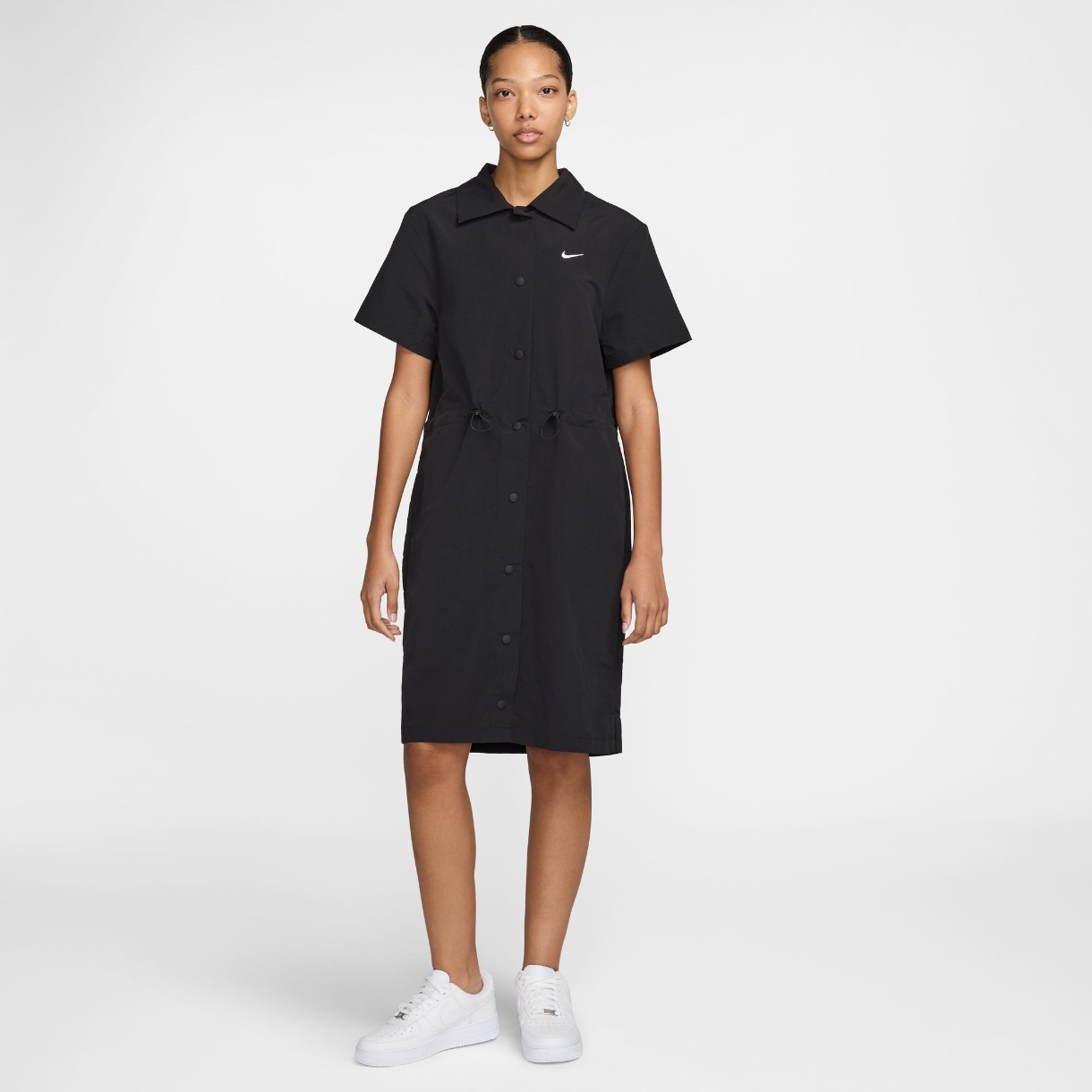 Женское платье Nike W Nsw Evrythng Wvn Ss Mini Drs Black/White, s.XL