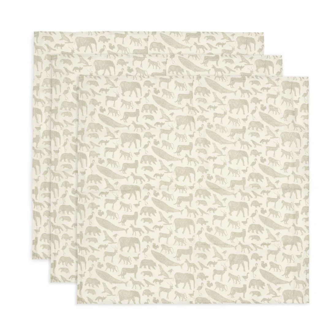 Pelinci Jollein Animals Olive Green 3pcs 70x70 (535-851-67043)