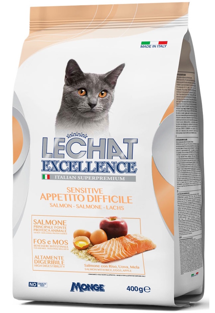 Hrană uscată pentru pisici Monge Superpremium Lechat Excellence Sensitive Salmon 400g