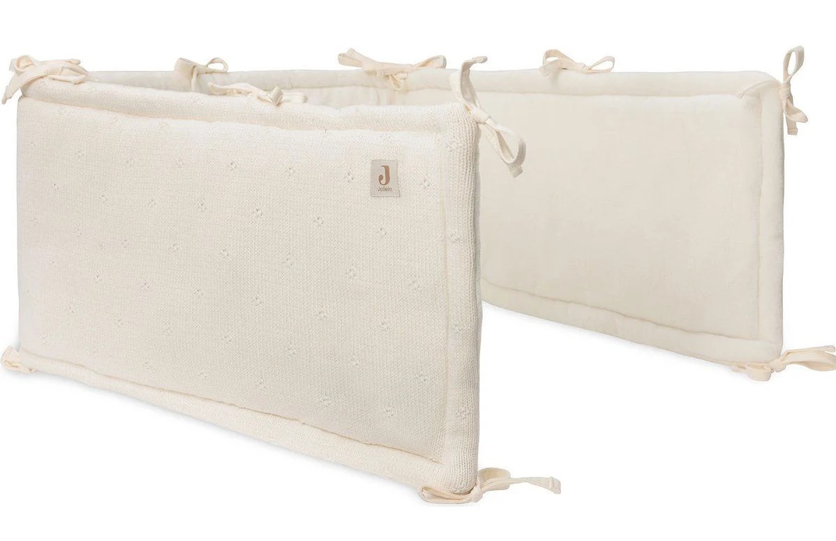 Protectie laterala pentru patut Jollein Cosy Knit Ivory,180x30 (004-895-68030)