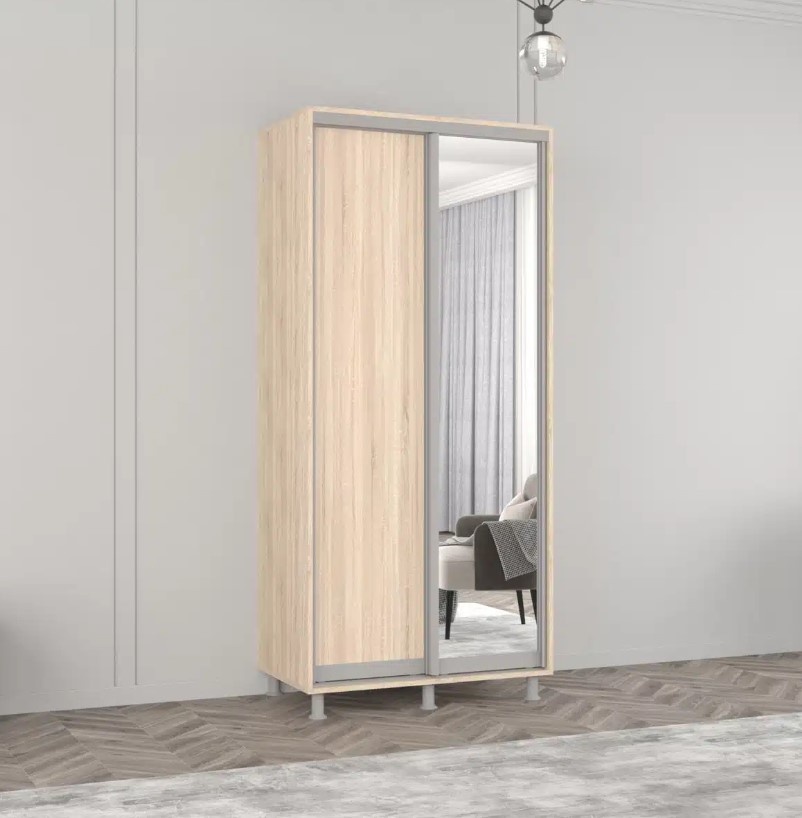 Шкаф-купе Mobildor-Lux Aron-S Chipboard/Mirror 100x220 Oak Sonoma (00013817)