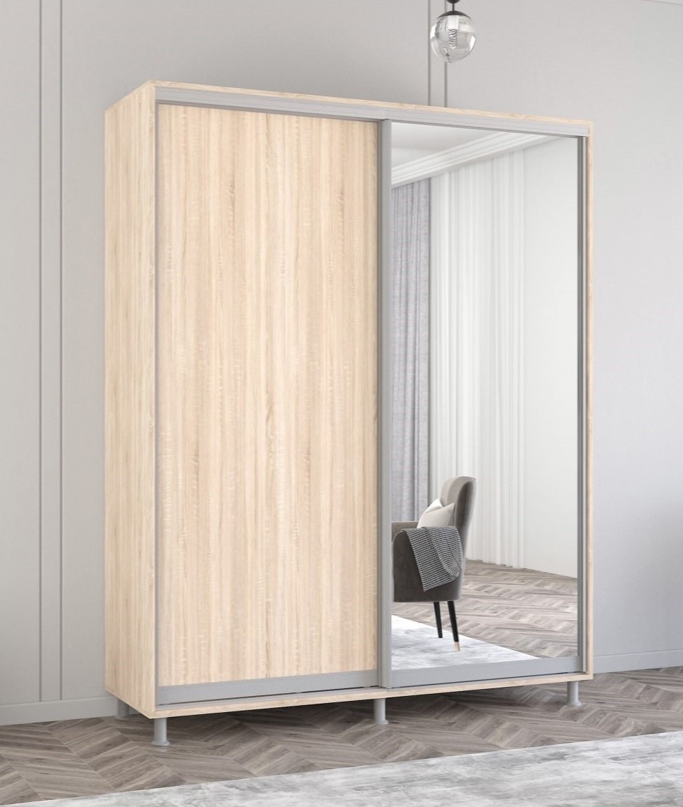Шкаф-купе Mobildor-Lux Aron S 170x220 (3025 Stejar Sonoma) uși glisante din oglindă și PAL