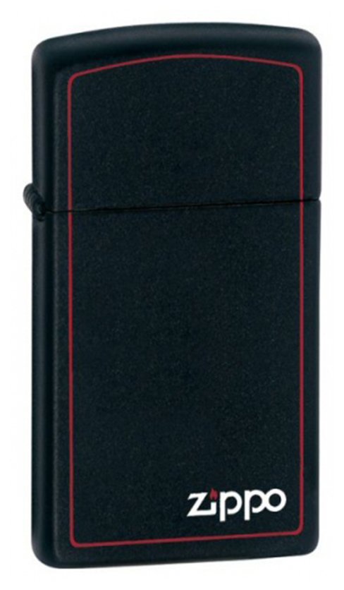 Зажигалка Zippo 1618 ZB Black Matte w/Zippo Logo Band Slim