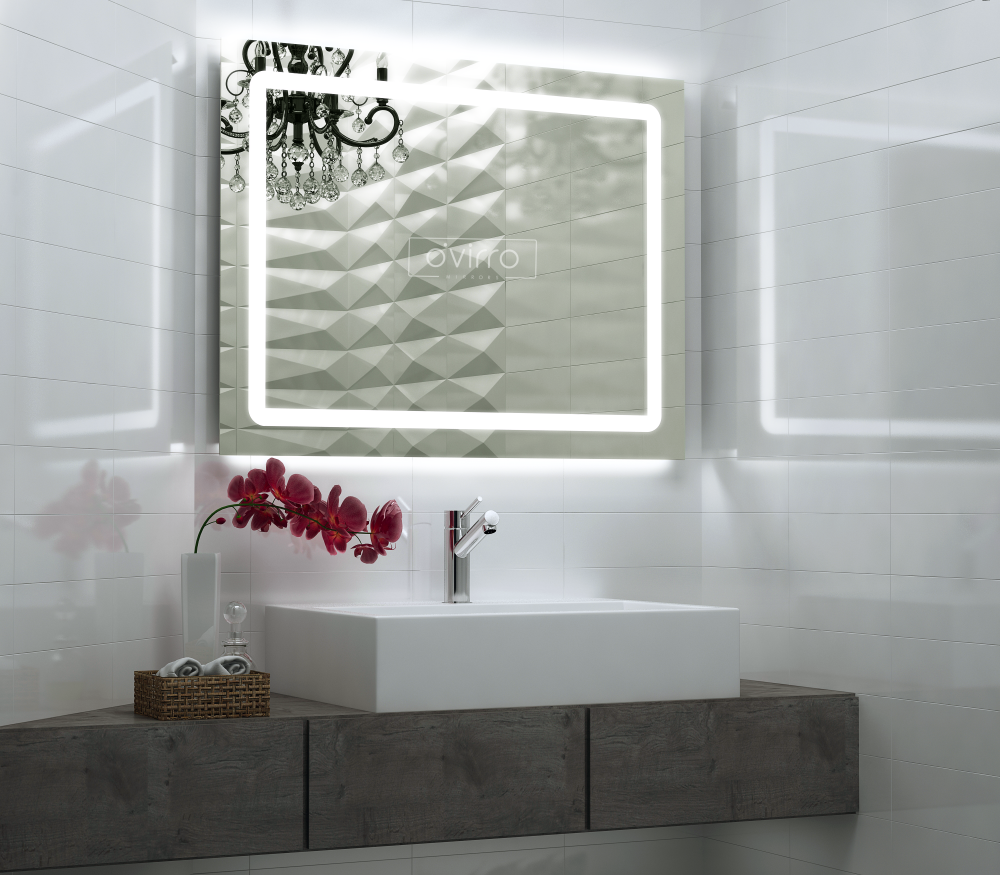 Oglindă baie cu iluminare LED O'Virro Bianca 60x80