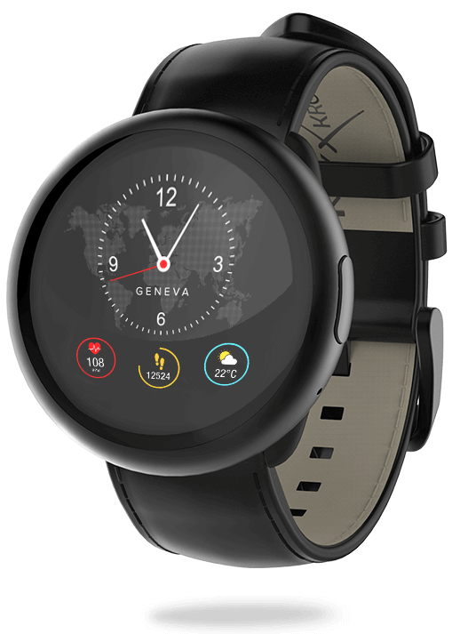 Смарт-часы MyKronoz ZeRound2 HR Premium Black/Flat leather