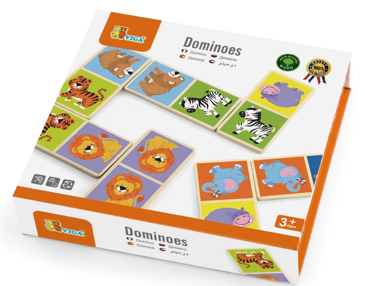 Joc educativ de masa Viga Domino Wild Animals (51307)