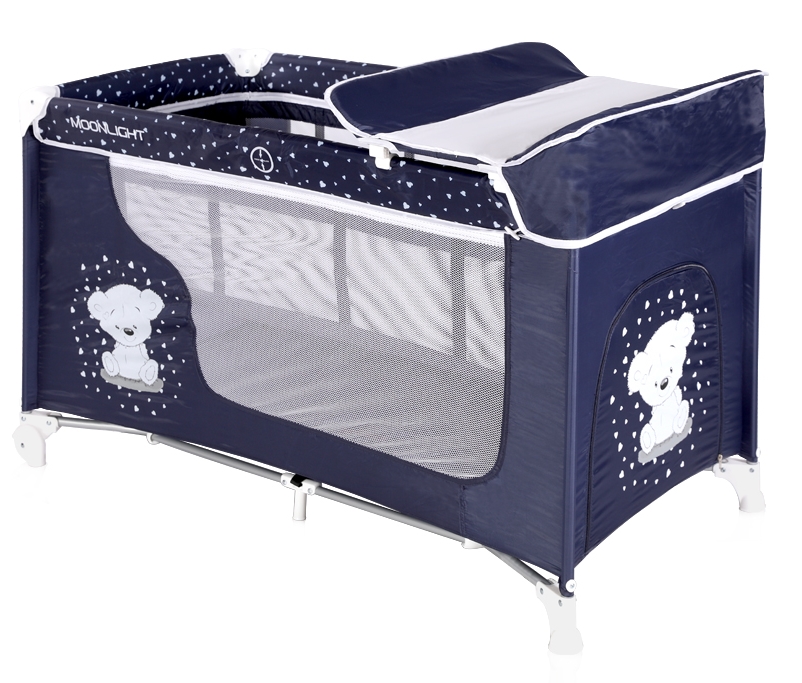 Pătuț pliabil Lorelli Moonlight 2 Dark Blue Teddy Bear (10080411832)