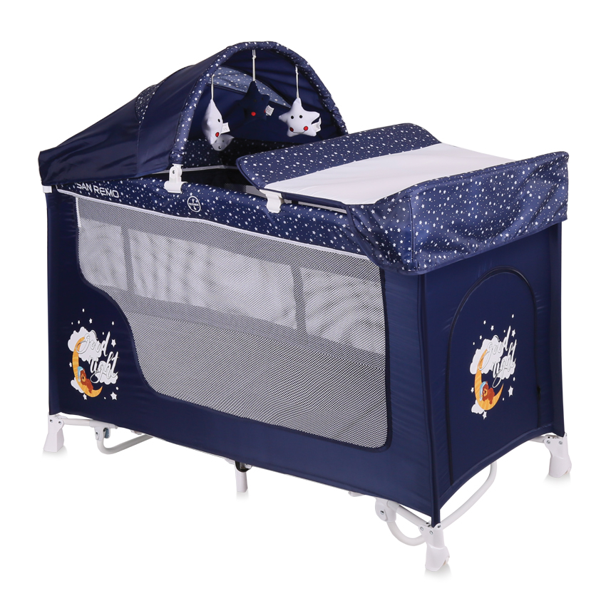Pătuț pliabil Lorelli San Remo Rocker 2 Blue Good Night Bear (10080091804)