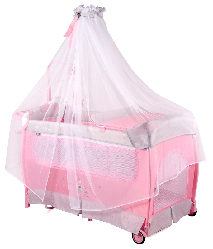 Pătuț pliabil Lorelli Sleep&Dream Rocker&Baldachin Pink Ballet (10080341933)