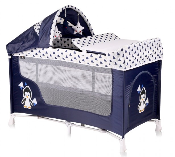 Pătuț pliabil Lorelli San Remo 2 Plus Blue&White Penguin (10080081936)