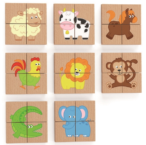 Puzzle Viga 32 Magentc Puzzle Block — Animals (50722)