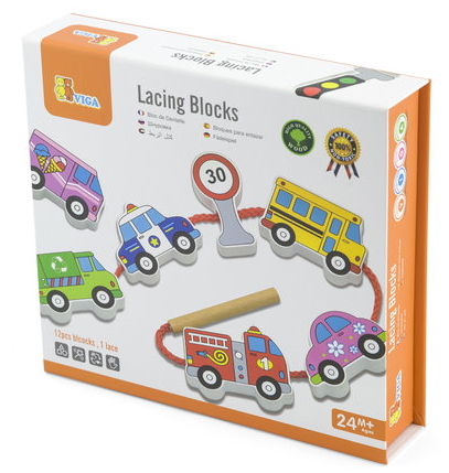 Joc educativ Viga Lacing Blocks Transportation (59851)