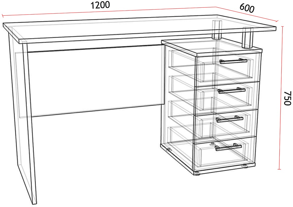 Чертеж классического письменного стола