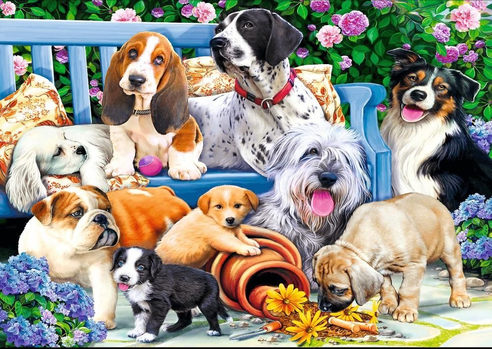Puzzle Trefl 1000 Dogs in the garden (10556)