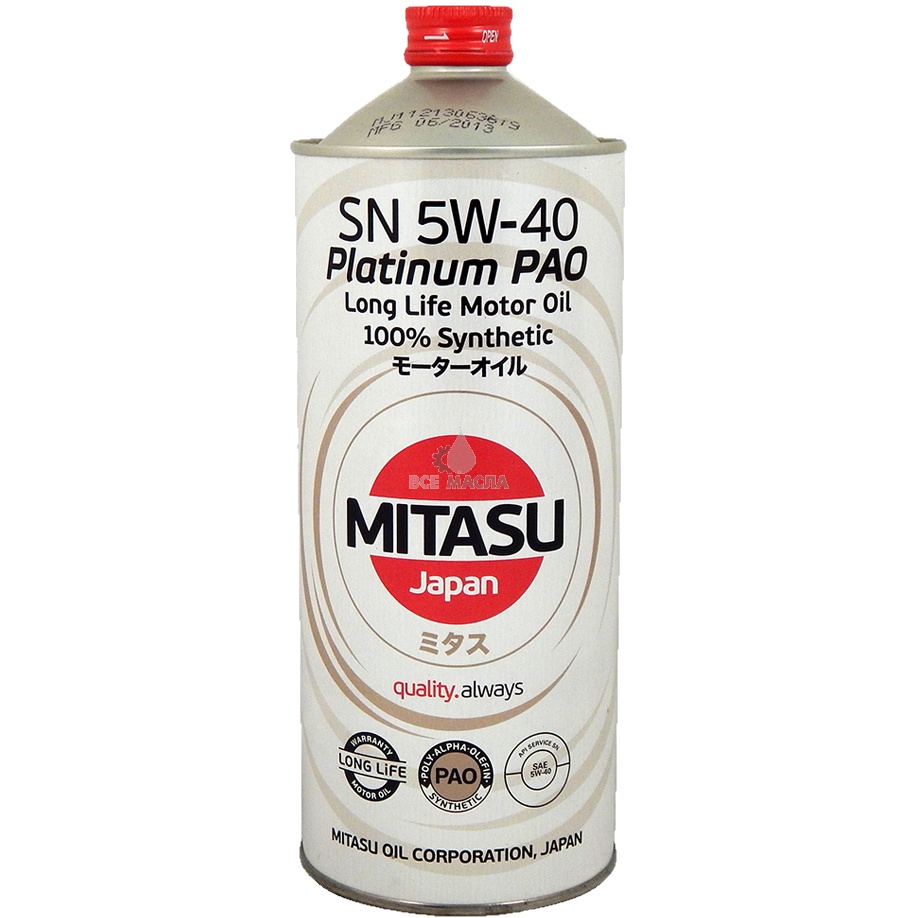 Моторное масло Mitasu Dexos2 Platinum Pao SN 5W40 1L