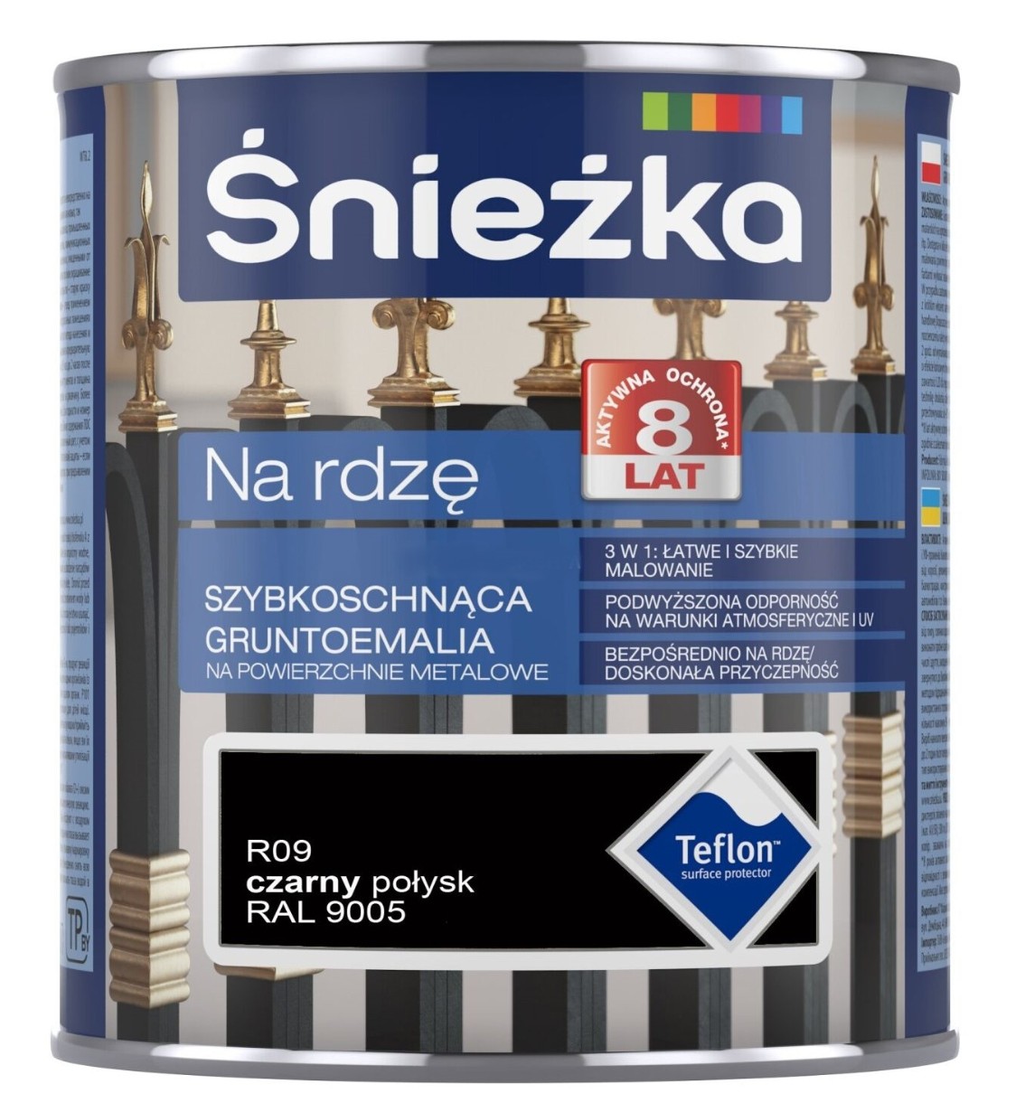 Краска Sniezka Na Rdze Teflon Black Glossy 0.65L