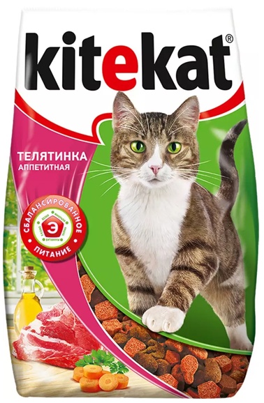 Сухой корм для кошек Kitekat Телятинка аппетитная 15kg