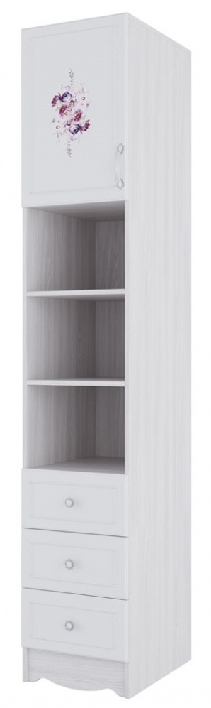 Детский шкаф SV-Мебель Akvarel 1 Ash Anchor Light/White Matte Flowers