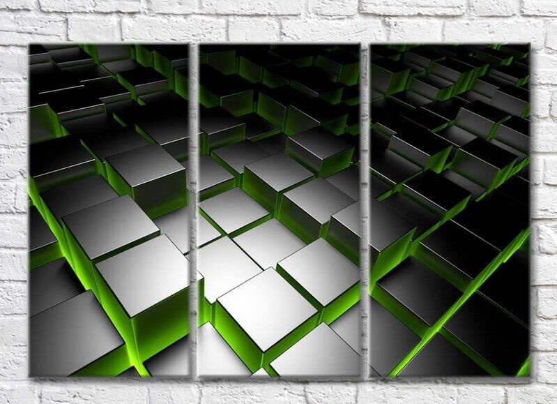 Картина ArtPoster Abstract 3D geometry with Green backlight (3499055)