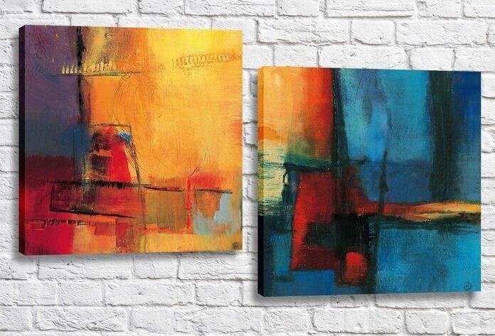 Картина ArtPoster Abstraction canvas Blue/Orange (3417493)