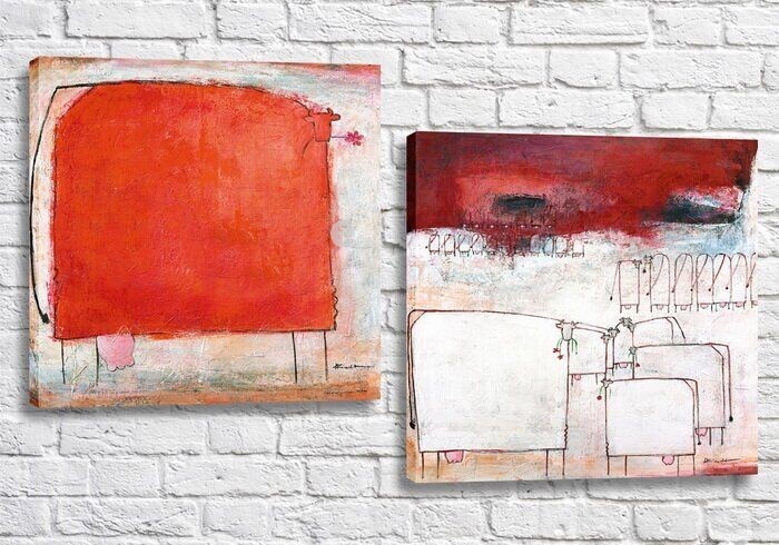 Pictură ArtPoster Abstraction of a cow Red (3417496)