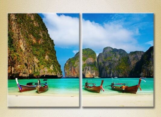 Pictură ArtPoster Boats on the shore Thailand 02 (2164420)