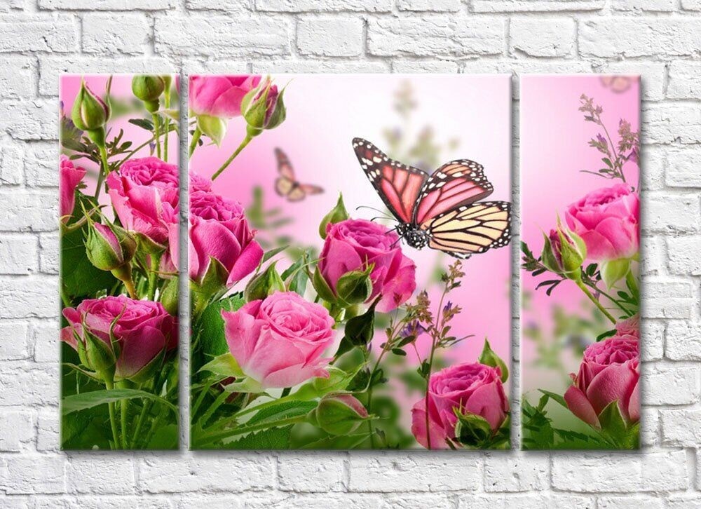 Картина ArtPoster Butterfly on a flower among rose bushes (500054)
