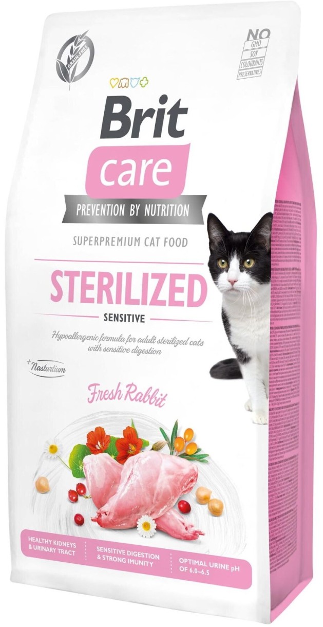 Hrană uscată pentru pisici Brit Care Grain Free Sterilized Sensitive Fresh Rabbit 2 kg