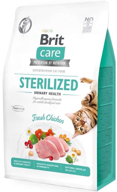 Hrană uscată pentru pisici Brit Care Grain Free Sterilized Urinary Health Fresh Chicken 2kg