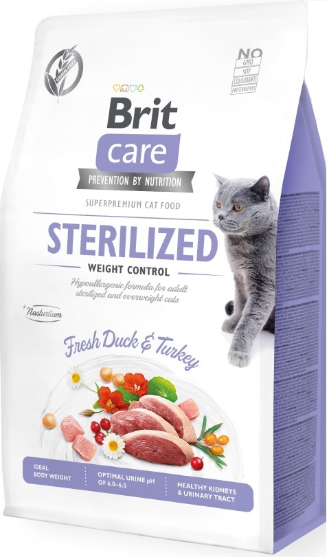 Hrană uscată pentru pisici Brit Care Grain Free Sterilized Weight Control Duck & Turkey 7kg