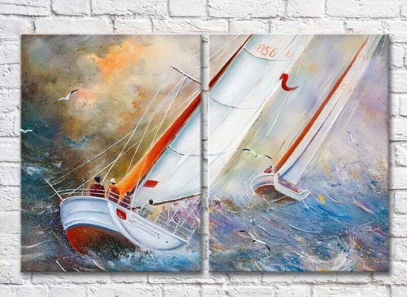 Картина ArtPoster Picture of a sailing boat in a stormy sea (3453801)