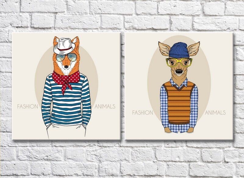 Pictură ArtPoster Fox in a frock and a deer in a sleeveless jacket (3447721)
