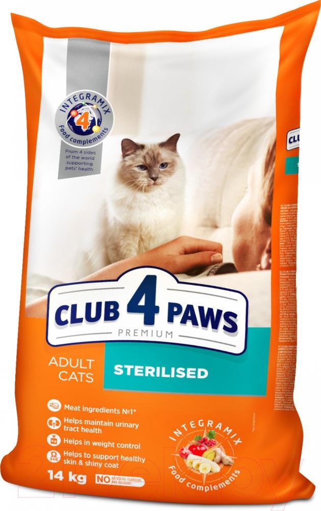 Сухой корм для кошек Клуб 4 лапы Adult Cats Sterilised 14kg