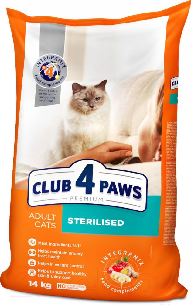 Сухой корм для кошек Club 4 Paws Adult Cats Sterilised 14kg - купить по ...