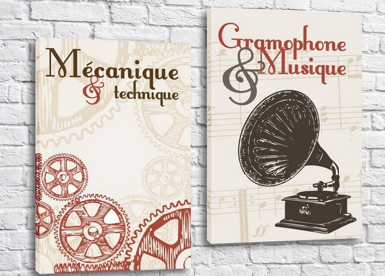Pictură ArtPoster Technical mechanisms and musical gramophone (3453082)