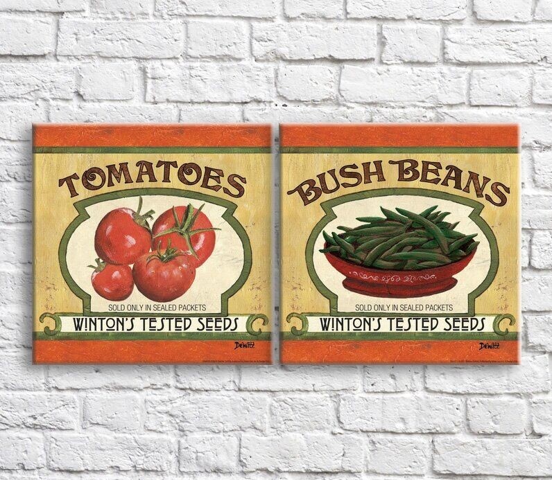 Картина ArtPoster Tomatoes and green beans on White background with text (3478760)