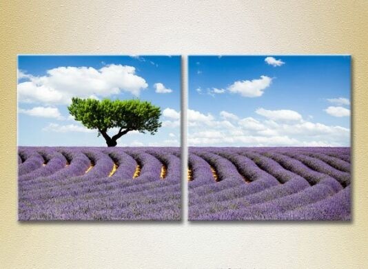 Pictură ArtPoster Tree in lavender field (2164451)