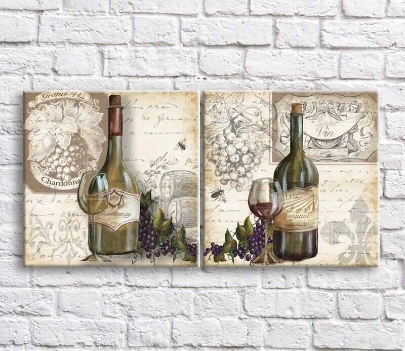 Картина ArtPoster White and Red wine on the background of barrels (3478803)