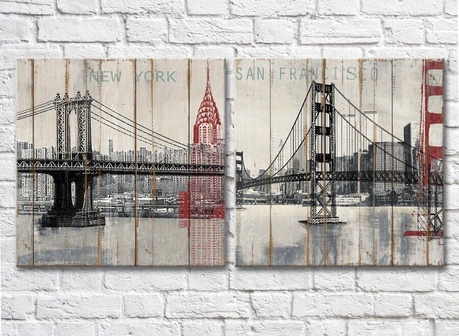Картина ArtPoster Wood New York Brooklyn Bridge (2495211)
