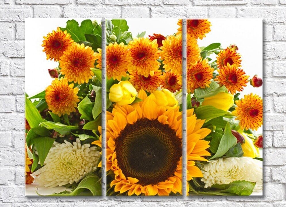 Картина Rainbow Composition of orange, yellow and white flowers (500329)