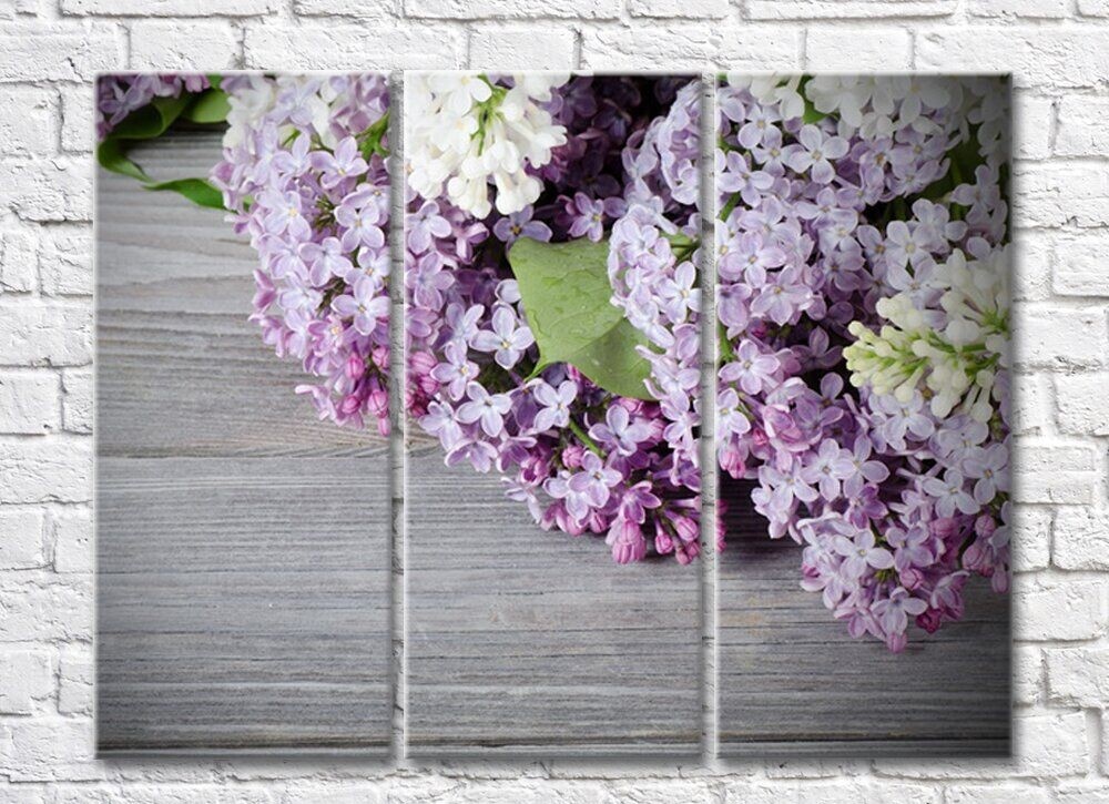 Pictură Rainbow Lilac flowers on a Gray background (500831)