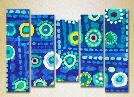 Pictură Rainbow Polyptych Abstraction blue yellow 14 (2231688)