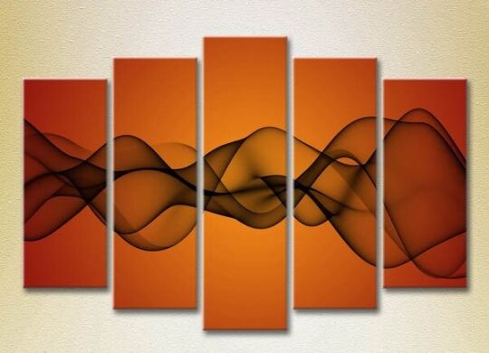 Pictură Rainbow Polyptych Abstraction orange black 08 (2231678)