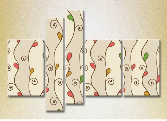 Pictură Rainbow Polyptych Abstraction pattern red green 10 (2231826)
